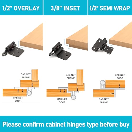 20 Pack (10 Pairs) 3/8 Inch Inset Cabinet Hinges Black - color: Matte Black, size: 20 Pack (10 Pairs)