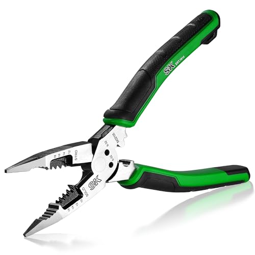 SK 8-Inch Multi-Use Long Nose Pliers, Needle Nose Pliers, 7-IN-1 - style: Multi-Use Long Nose Pliers