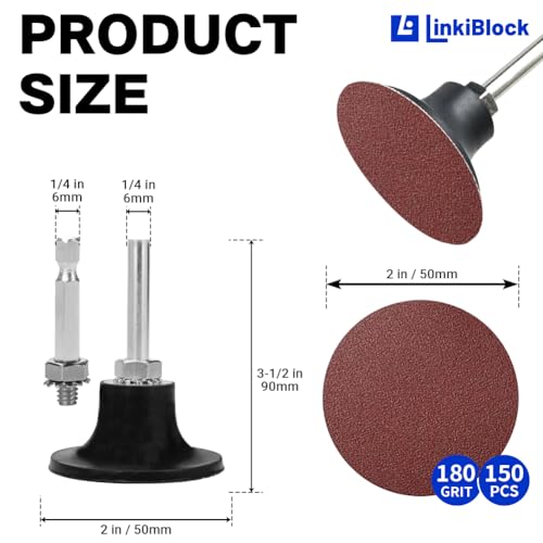 150Pcs 2 inch R-Type Quick Change Aluminum Oxide Surface Conditioning Sanding Discs Set 180 Grit with Adapter & Backing Pad - style: 180 Grit