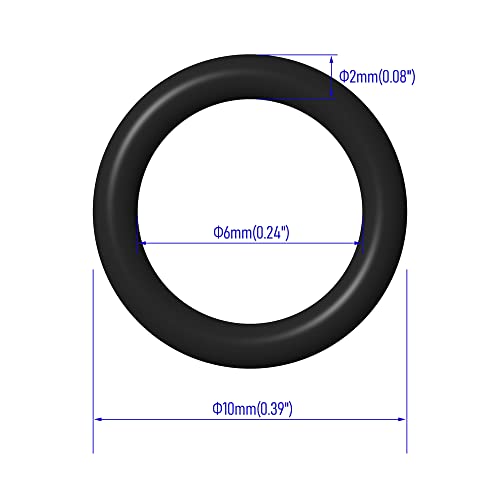 50 PCS Nitrile Rubber O Ring 10mm OD 6mm ID 2mm Width, Metric Buna-N NBR Sealing Gasket Plumbing, Gas, Automotive and Faucet Repair, Resist Oil and Heat O-Rings, Black - size: 10x6x2mm