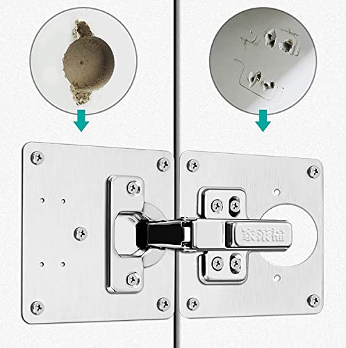 Cabinet Hinges Repair Plate,Stainless Steel Hinge Repair Brackets Kit,Kitchen Cupboard Door Hinge Repair Plate Kit Includes Fixing Screws,Protect Wooden Kitchen Cabinet Door,Furniture(4 PCS)… - size: 4 Pieces
