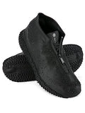 Zbyoujer Waterproof Rain Shoe Covers, Silicone Overshoes with Zipper Non-slip Galoshes for Men and Women (S (Kids 3-5 year), Black) (S (Kids 3-5 year), Black) - color: Black, size: S(Kids 3-5 years)