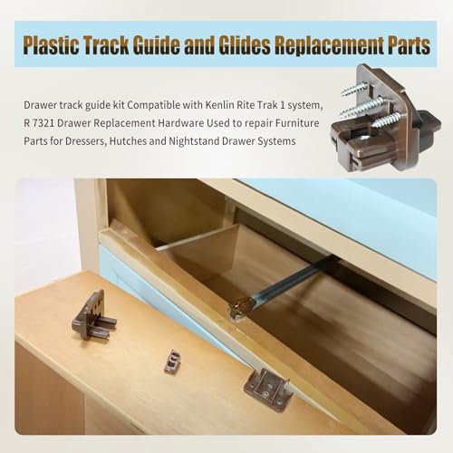 1 Set R7321 Drawer Track Guide and Glides Fit Kenlin Rite Trak 1 System