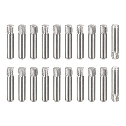 uxcell 2.5x12mm 304 Stainless Steel Dowel Pins, 50Pcs Knurled Head Flat Chamfered End Dowel Pin, Wood Bunk Bed Shelf Pegs Support Shelves Fasten Elements - size: 2.5x12mm