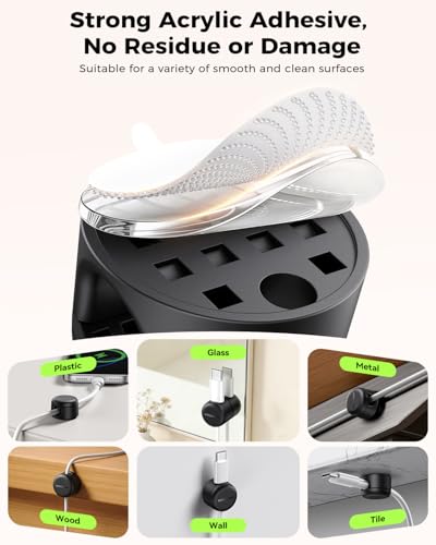 Rocoren 50‑Pack Rotatable Cable Clips & Cord Straps Cable Management Kit