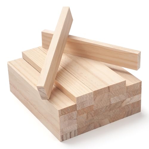 Wooden Dowels Wood Strips Slats for Crafts 3/8" × 1" × 6", 30 PCS Lumber Boards Flat Wood Dowel Rods Wooden Sticks for Crafting, Unfinished Hardwood Sticks Trim for Woodworking, Model Making - size: 3/8x1x6 in - 30PCS