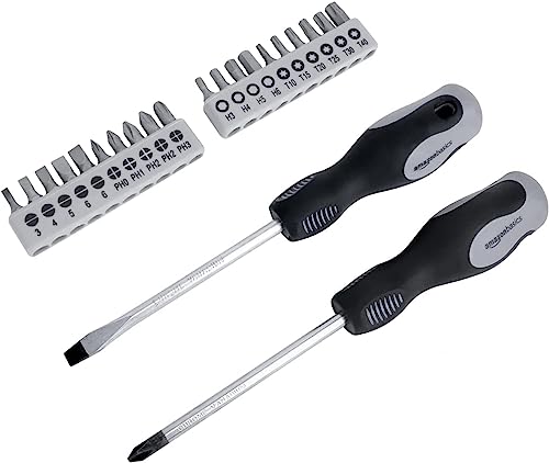 Amazon Basics 65-Piece General Household Home Repair and Mechanic's Hand Tool Kit Set with Storage Case, Portable, Non-Slip Handles, Black - size: 65 piece