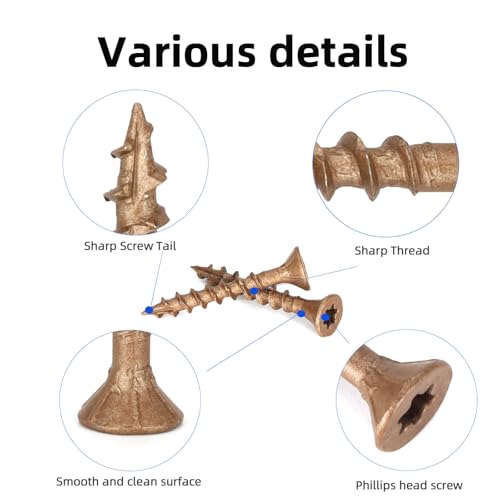 Deck Screws #8 x 1-1/4’’, T25 Star Torx Drive Flat Head Wood Screws, Brown, 5lb - color: Brown, size: 8X1-1/4’’