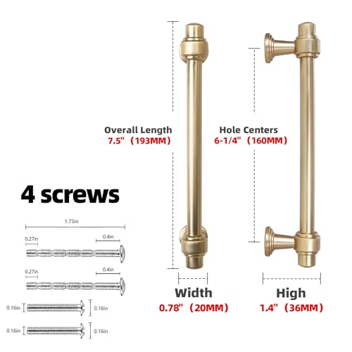 10 Pack 6-1/4 Inch(160mm) Cabinet Pulls Champagne Bronze Kitchen Cabinet Handles Zinc Alloy Drawer Pulls Solid Cabinet Hardware - color: Champagne Bronze, size: 6.3" Hole Center(160mm)