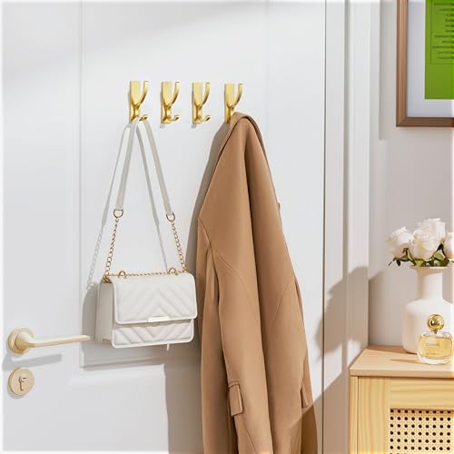 pickpiff Adhesive Wall Hooks for Coat/Towel, Hold 13LB, Gold 6 Pack - color: Gold, size: 6 Pack