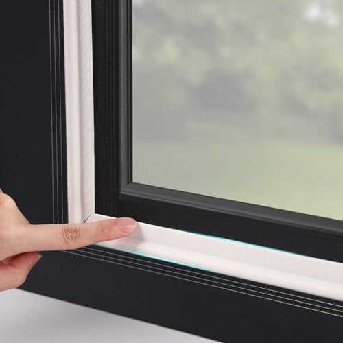 MOPMS Draft Stopper Sweep, Door Weatherproofing Stripping, Window Seal Strip Self-adhisive Soundproof Cuttable Weather Length 13.12 Ft (2 Pcs x 6.56 Ft), White - color: White, size: 13.12 ft (2 pcs)