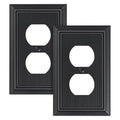 2-Pack Classic Beadboard Natural Bamboo Fiber Duplex Outlet Cover Plate, - color: Black, size: 1 Duplex 2PK