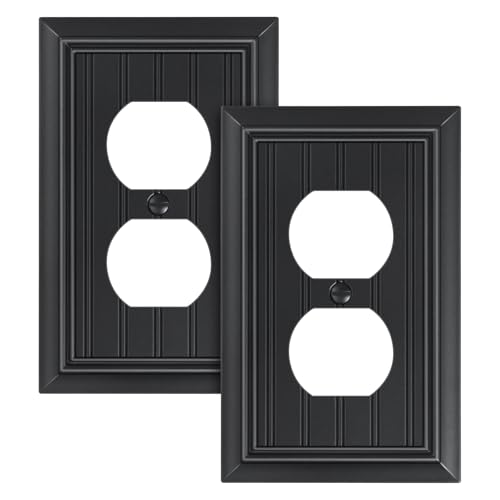 2-Pack Classic Beadboard Natural Bamboo Fiber Duplex Outlet Cover Plate, - color: Black, size: 1 Duplex 2PK