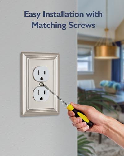 Switch Plates Outlet Covers, 4-Pack Metal Wall Plates, Satin Nickel - color: Satin Nickel, size: 1 Duplex 4PK