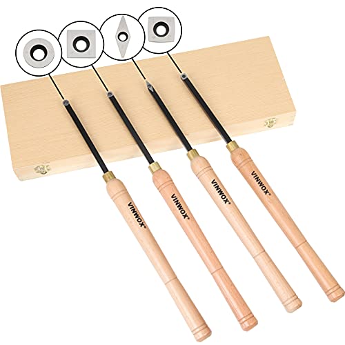TITANIUM Coated Replacement Wood Turning Carbide Tip Set for VINWOX 3 PCS & 4 PCS Carbide Turning Tool Set, 2 of each Finisher (big and small size), Detailer, 4 of 2" Straight/Radius Combo, Pack of 10 - size: Blade