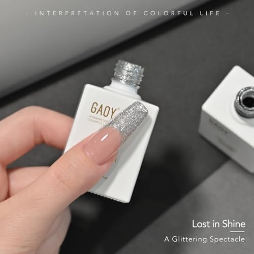GAOY Silver Glitter Swirl Gel Nail Polish Art Liner, 12ml Sparkly Color - color: Silver Glitter