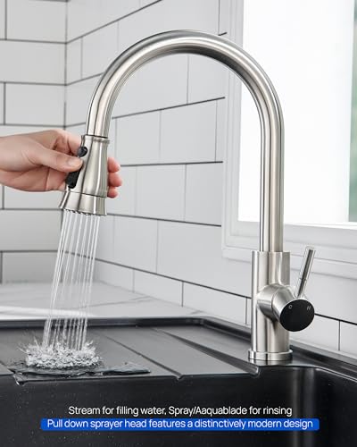 J-HVA Kitchen Faucet Sprayer Head Replacement with 15 Adapters (UPDATED) - color: Brushed Nickel
