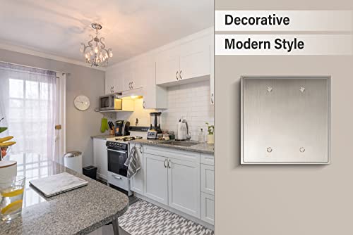 Henne Bery Soft Modern Decorative Wall Plate Switch Plate Outlet Cover (Double Blank, Satin Nickel) - style: Double Blank