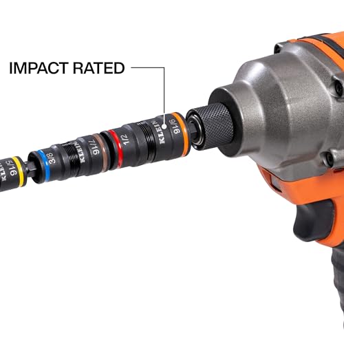 Klein Tools 32933 Klein Tools 32933 Impact Driver, SAE 7-in-1 Impact Rated Socket Set, 3 Flip Sockets with 6 Hex Driver Sizes and 1/4-Inch Bit Holder, 5-Inch Shaft - color: 7-in-1 W/ 9/16-inch