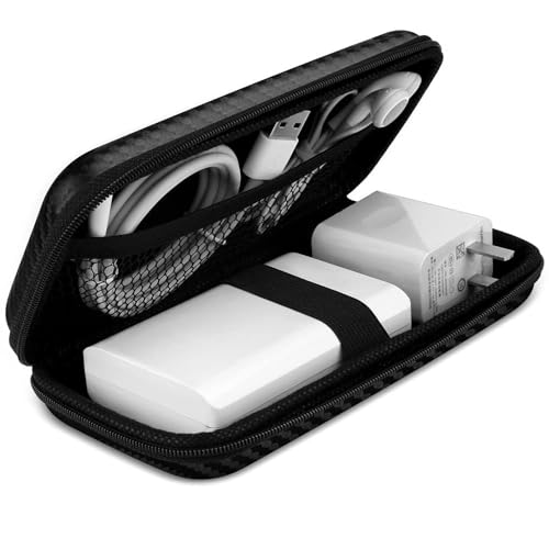 iMangoo Travel Essential Electronics Organizer Charger Case Carrying Pouch - color: FiberBlack, size: Small