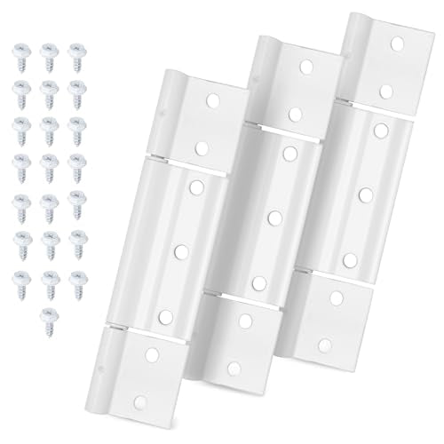 Replacement for Screen Doors Hinge fits for White Aluminum 1/8 in Larson Grooved Center Screen/Storm Door Hinge, Extruded Aluminum Door Hinge Kit Compatible with Most Screen Doors - White 3 Pack