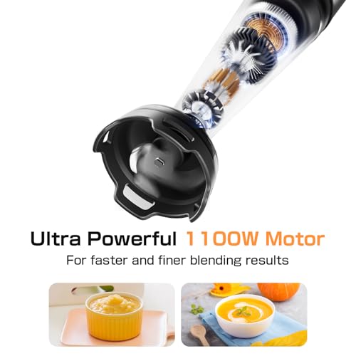 Turelar Immersion Blender Handheld 3-in-1 Hand Blender Set 1100W Heavy Duty - color: Black, size: 3 in 1