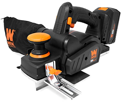 WEN Cordless Planer, Brushless with 3-1/4-Inch Blade, 20V Max 4.0 Ah Lithium-Ion Battery and Charger (20653) - size: Cordless Hand Planer
