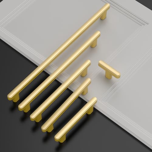 Asidrama 10 Pack 3.75 Inch(96mm) Brushed Gold Kitchen Cabinet Handles, Cabinet Pulls Kitchen Cabinet Hardware for Cupboard Drawer Pulls - color: Brushed Gold, size: 3.75" Hole Center, style: 10 Pack