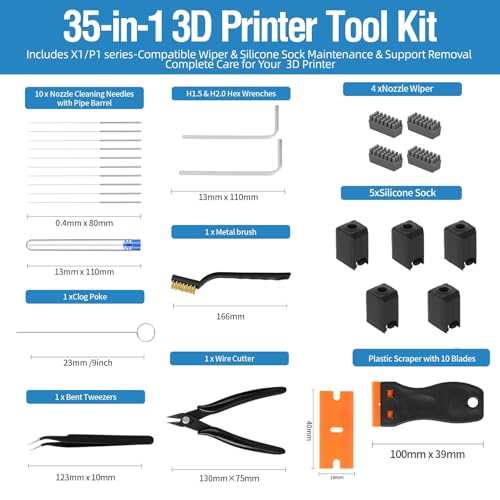 35Pcs 3D Printer Tool Kit Compatible with Bambu Lab X1/X1C/X1E/P1P/P1S - size: for X1/P1 Series