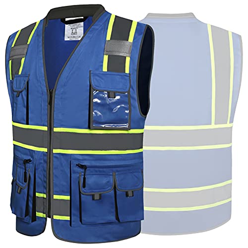 JKSafety Reflective Safety Vest for Men Cushioned Collar JK89 Blue M - color: Bluet1s1, size: Medium