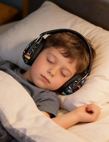 Kids Noise Canceling Earmuffs, 25-30dB Noise Reduction Ear Protection, Adjustable Headband Concert Fireworks, Autism - color: Bkty