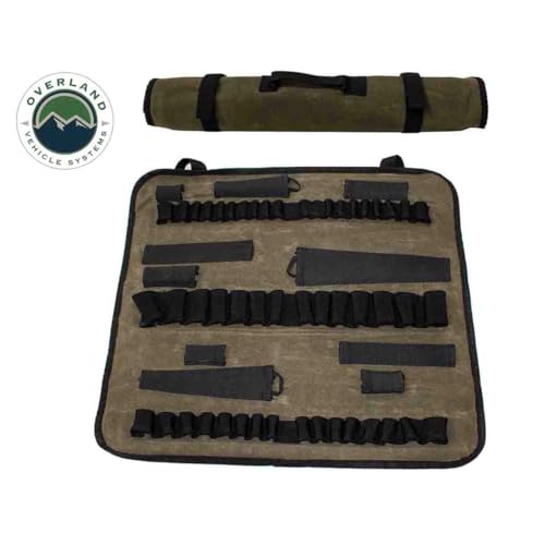 Overland Vehicle Systems Rolled Socket Organizer Storage Bag - #16 Premium Waxed Canvas - Storage for 50 sockets and 10 extra storage pockets for Ratchets