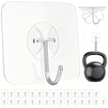 Latoxcaa Heavy Duty Adhesive Wall Hooks - Strong & Transparent, Hold up to 22lb, Waterproof & Reusable, Ideal for Kitchen, Bathroom, and Office (30 Pack) - size: 30 Medium Hooks