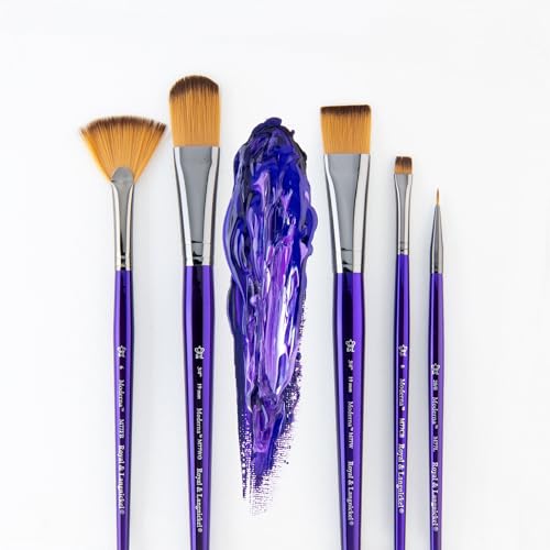 Royal & Langnickel Moderna, 5pc Oval Wash & Blender Brush Set for All Painting Mediums, Includes - Oval Wash, Blender, Fan & Liner Brushes Purple - style: Oval Wash Variety