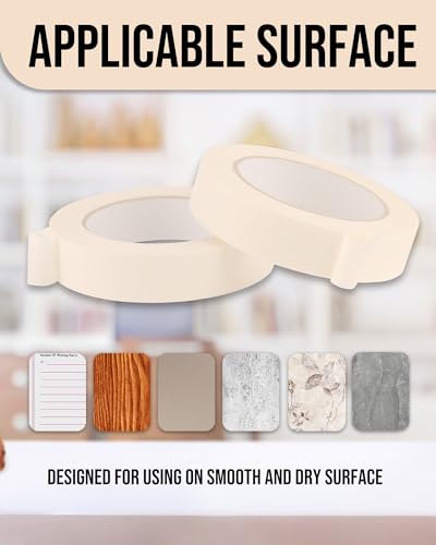Lichamp Masking Tape 1 inch, 24 Pack General Purpose Beige White Masking Tape, 1 inch x 55 Yards x 24 Rolls (1320 Total Yards) - size: 24 Rolls x 0.94 inch x 55 Yards