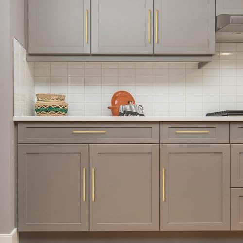 Ravinte Brushed Brass Solid Pulls Cabinet Handles 10 Inch 10 Pack - size: 10 Inch Hole Center