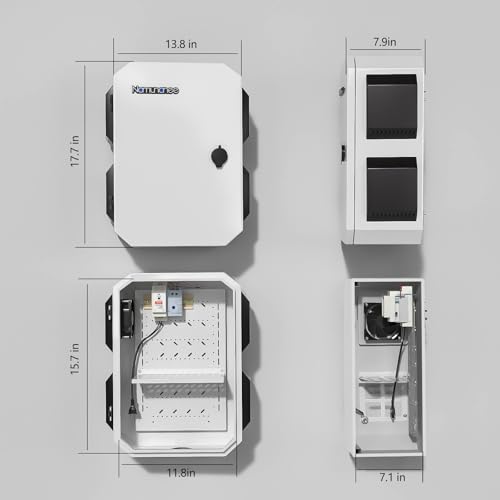 Outdoor Electrical Box with Thermostat and Fan, Cold-Rolled Steel Plate, Aluminum Alloy Back Beam, One-Piece Ventilation Design, IP65 Waterproof, Wall/Pole Mounted. (17.7" x 13.8" x 7.9") - size: 17.7" x 13.8" x 7.9"