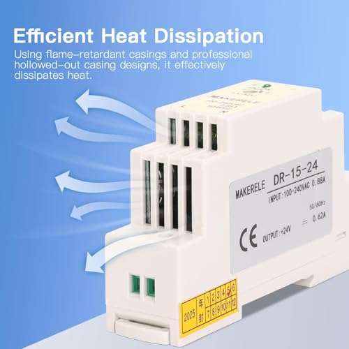 MAKERELE 15W 5V DR AC to DC Slim DIN Rail Power Supply - style: 15W-5V