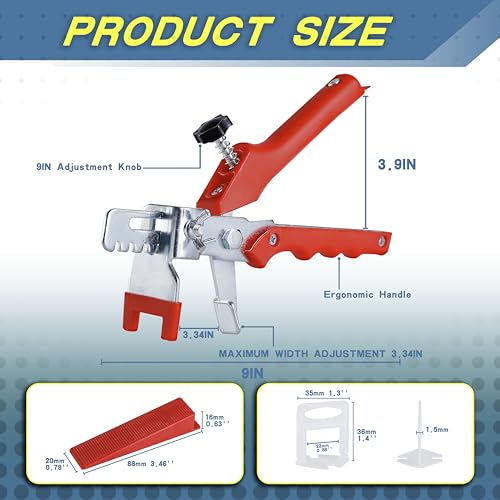 1/16 Inch Tile Spacers Leveling System withPlier, 500 Spacers & 150 Wedges