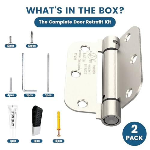 2 Pack 3.5 Inch Self Closing Door Hinges Kit, Satin Nickel - color: Satin Nickel - kit, size: 3.5" (2 Pack)