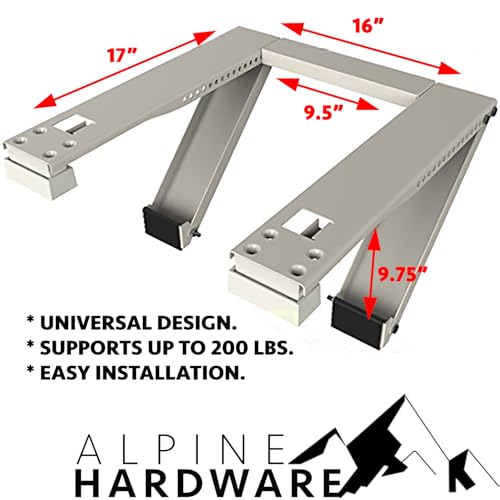 American Owned Universal Window Air Conditioner & Heat Pump Bracket Heavy-Duty Window AC Support-Support Air Conditioner Up to 180lbs for 12000 BTU AC to 24000 BTU AC Units Heavy Duty - size: HEAVY DUTY