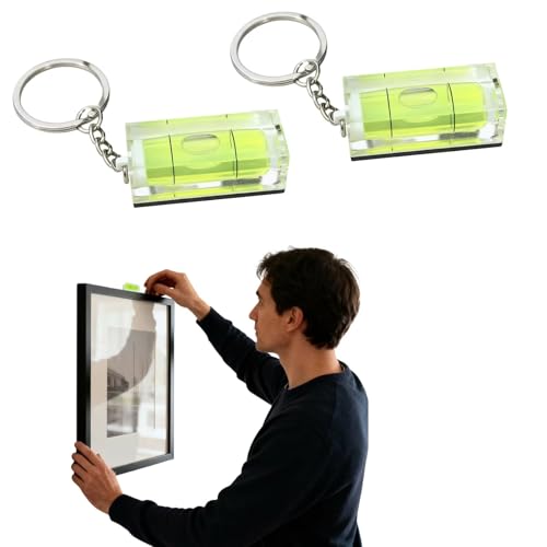 2PCS Magnetic Small Bubble Level 15x15x40mm(0.59x0.59x1.57in) Key Ring Small Leveler Tool - size: 2pcs 40*15