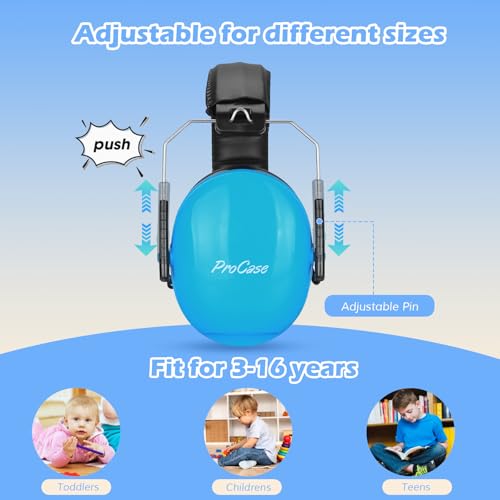 ProCase Noise Cancelling Headphones for Kids/Toddlers SNR 27dB Ear Muffs - color: Blue