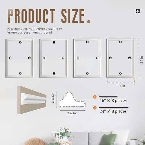 Peel and Stick Wall Molding Kit, Accent Wall Panels for Interior Wall Decor with Double-Sided Tape, 4 Set Pre-Cut PS Wainscoting Panels (16 * 24 in) - size: 16x24, style: T40-2