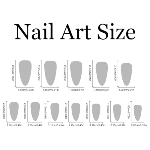 Medium Almond Press On Nails Blue with French Tip Y2K Bow Heart - color: Style14