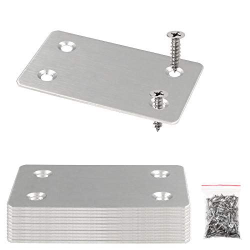BokWin 12Pcs Flat Straight Mending Plates, 2.4" x 1.5" - size: 2.4" x 1.5" (Silver)