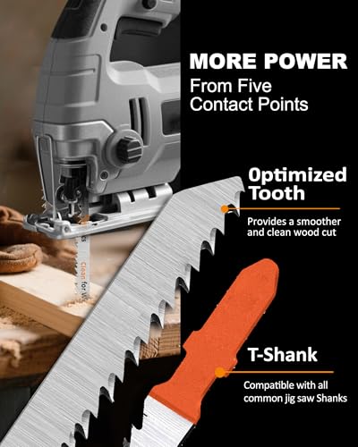 BGTEC 50PCS T Shank Jigsaw Blades Set - HCS/HSS Jig Saw Blades - size: T119B-T244D, style: 50 PCS