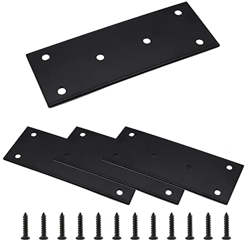 4pcs Metal Flat Straight Brace Bracket, 5'' x 1.9'' (L x W) - size: 5'' x 1.9''/ 128mm x 48mm, style: Black-4pcs