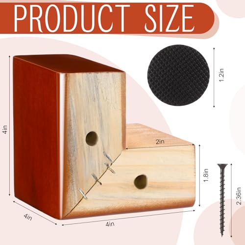 Geelin 4 Pack Wooden Furniture Risers 4 Inch High L‑Shaped Bed Risers with Metal Screws and Anti-Slip Pads Furniture Legs Couch Legs Replacement Sofa Feet for Coffee Table Bed Dresser (Brown) - color: Brown, size: 4 Inch