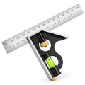 Combination Square 6 Inch, Adjustable Combo Square with Bubble Level - size: 6-Inch